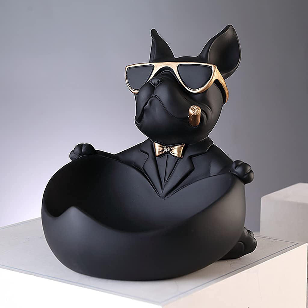 XJZHANG Resin Dog Statue Figurine - Decorative Desktop Key Holder & Storage Box - Perfect for Home Office Decor, Gift for Pet Lovers (Great for Organizing Keys, Jewelry & Small Items)