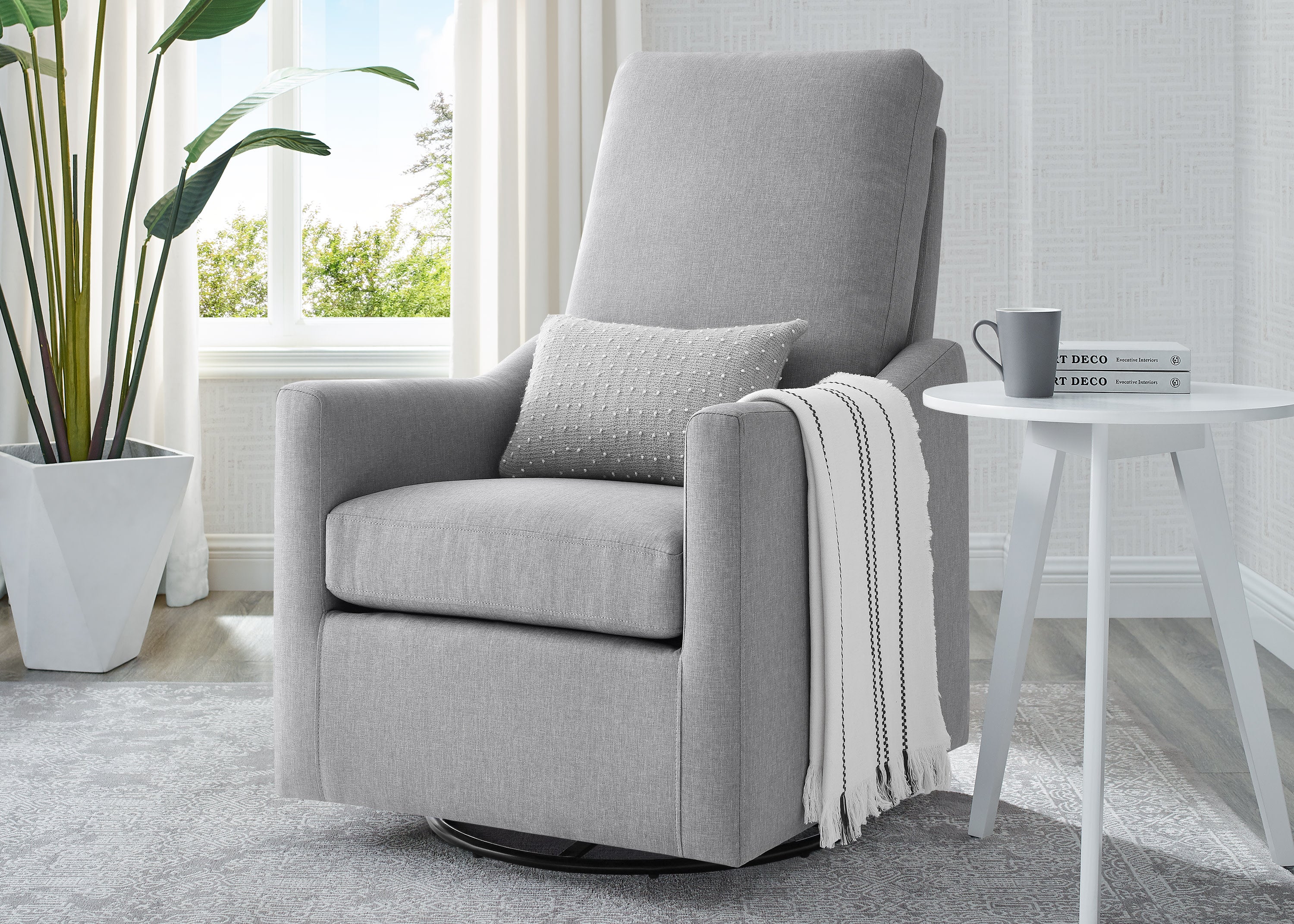 Adley Nursery Glider Swivel Rocker Chair - Comfortable Baby Rocking Chair for Breastfeeding & Nursery Room - Perfect for Nursing, Reading & Soothing Baby to Sleep