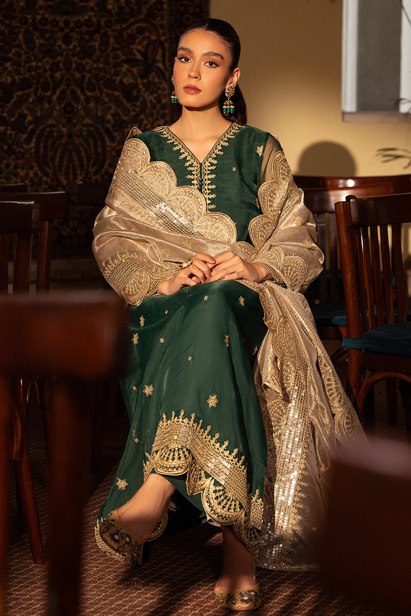 JADE RADIANCE 2-Piece Set (Embroidered Cotton Shirt & Dupatta Scarf) - Elegant Indian Ethnic Wear for Women, Perfect for Weddings, Festivals & Special Occasions