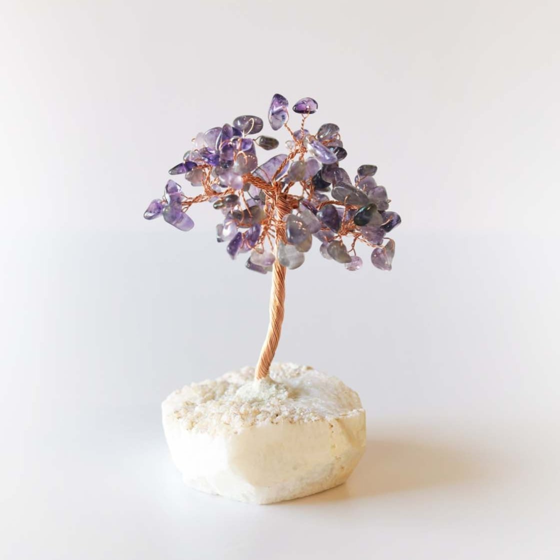 Amethyst Crystal Tree on Angel Aura Quartz Base - Healing Energy Decor for Home, Office & Meditation Space