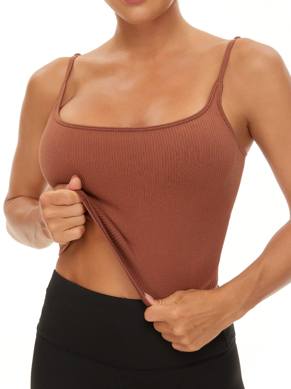 FelFory Seamless Sports Bra for Women - Workout Top with Built-in Bra for Yoga & Gym
