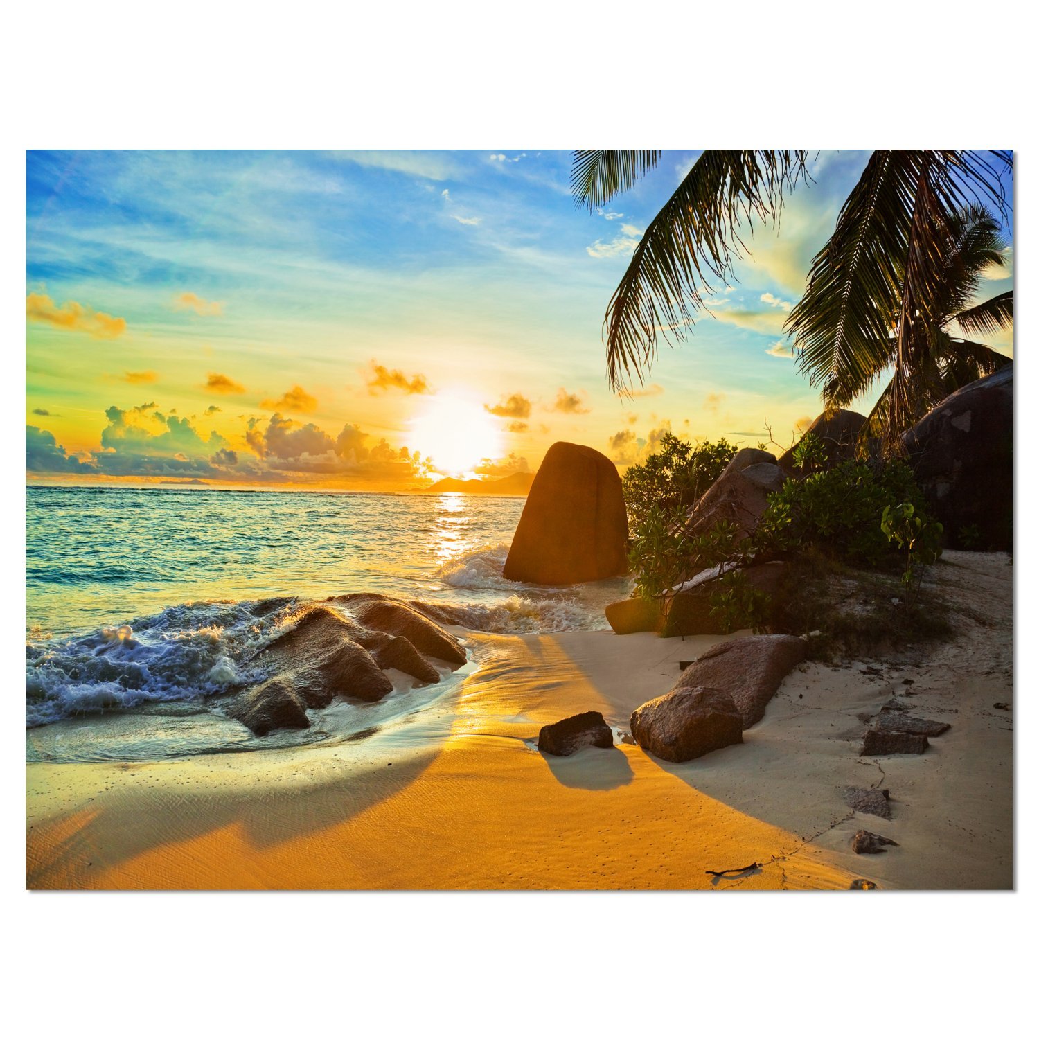 Stunning Tropical Beach Sunset Landscape Photography Canvas Print - Perfect for Living Room, Bedroom & Office Wall Decor