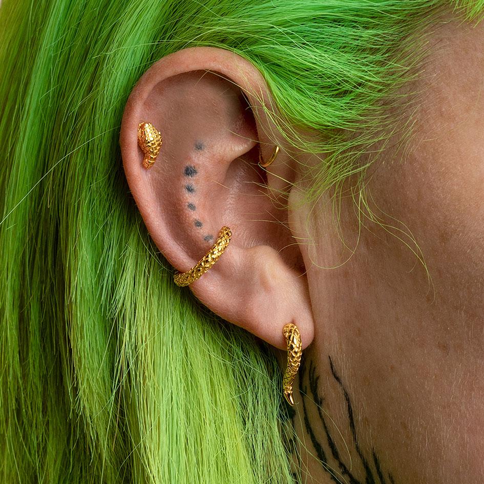VEGA 3-Piece Gold Snake Wrap Earrings Set - Stylish Boho Jewelry for Women, Perfect for Parties, Festivals, and Everyday Wear