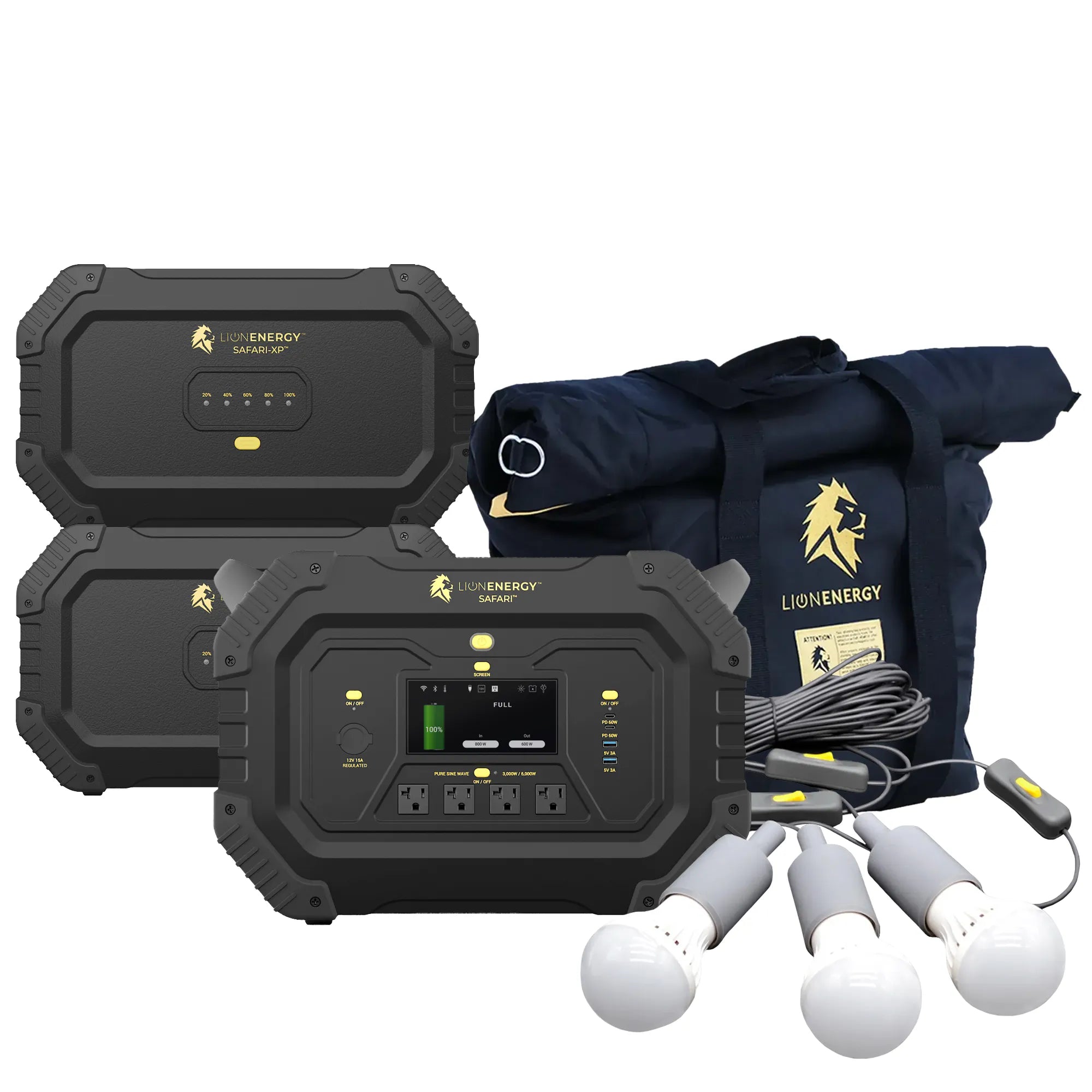 Safari+2 XPs Portable Power Station Bundle - 3000W 6988Wh LiFePO4 Battery for Camping, RV, Emergency Backup & Off-Grid Power Supply