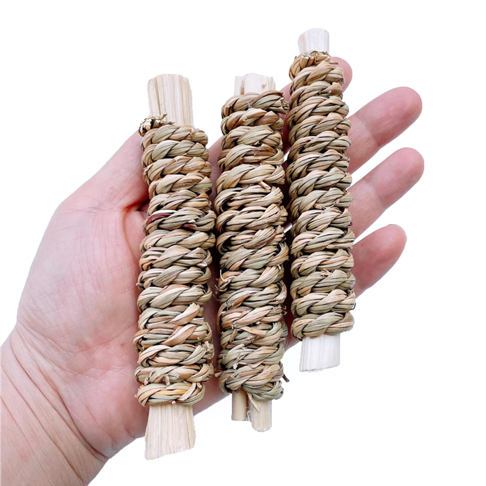 6 Pack Natural Sweet Sticks - Woven Grass Chew Treats for Small Animals Like Pigs, Rabbits & Guinea Pigs | Healthy Dental Snack for Pets | Perfect for Cage Enrichment & Chewing Instincts