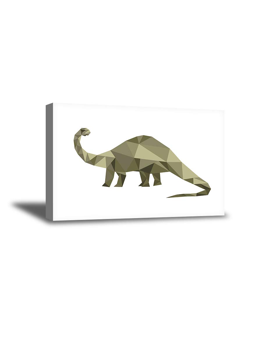Dinosaur Wall Art - T-Rex Canvas Print 15x22 Inches, Prehistoric Dinosaur Illustration for Kids Room, Nursery, Living Room & Office Decor