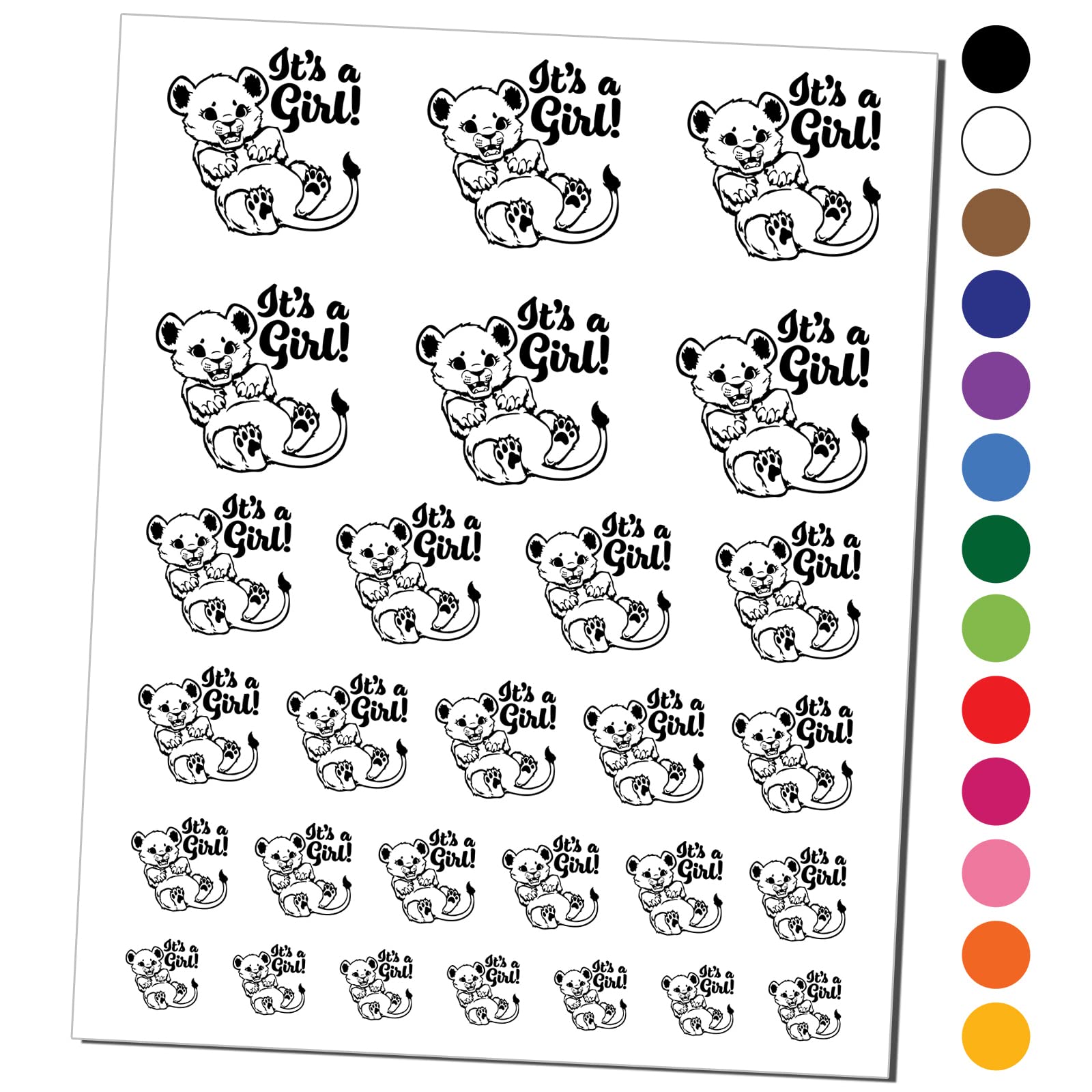 Waterproof Fake Lion Temporary Tattoos for Baby Girl Gender Reveal Party - Black Body Art Stickers (1 Sheet) - Perfect for Baby Showers, Birthday Parties & Gender Announcement Events