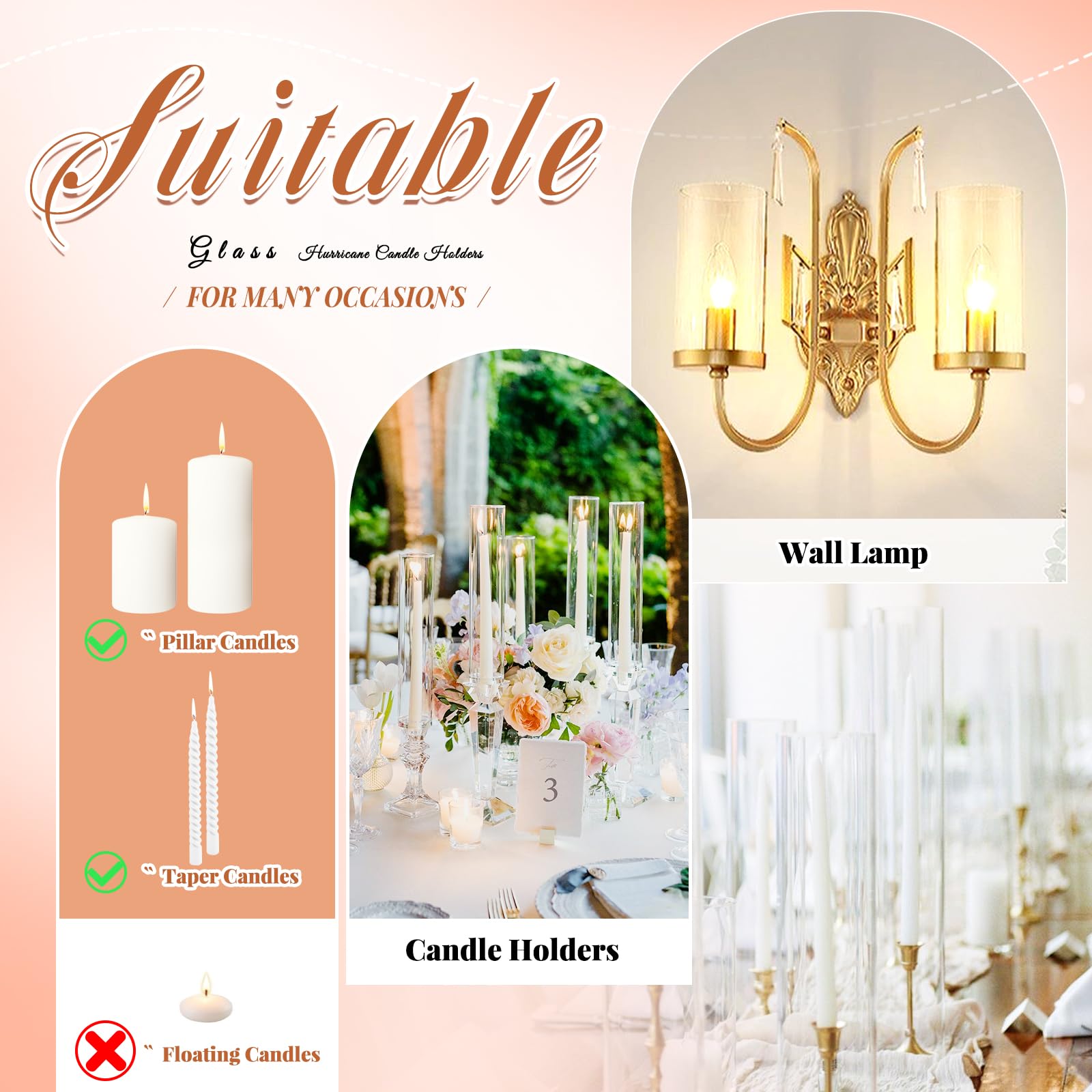 Showgeous 24-Pack Hurricane Candle Holders - 2.5