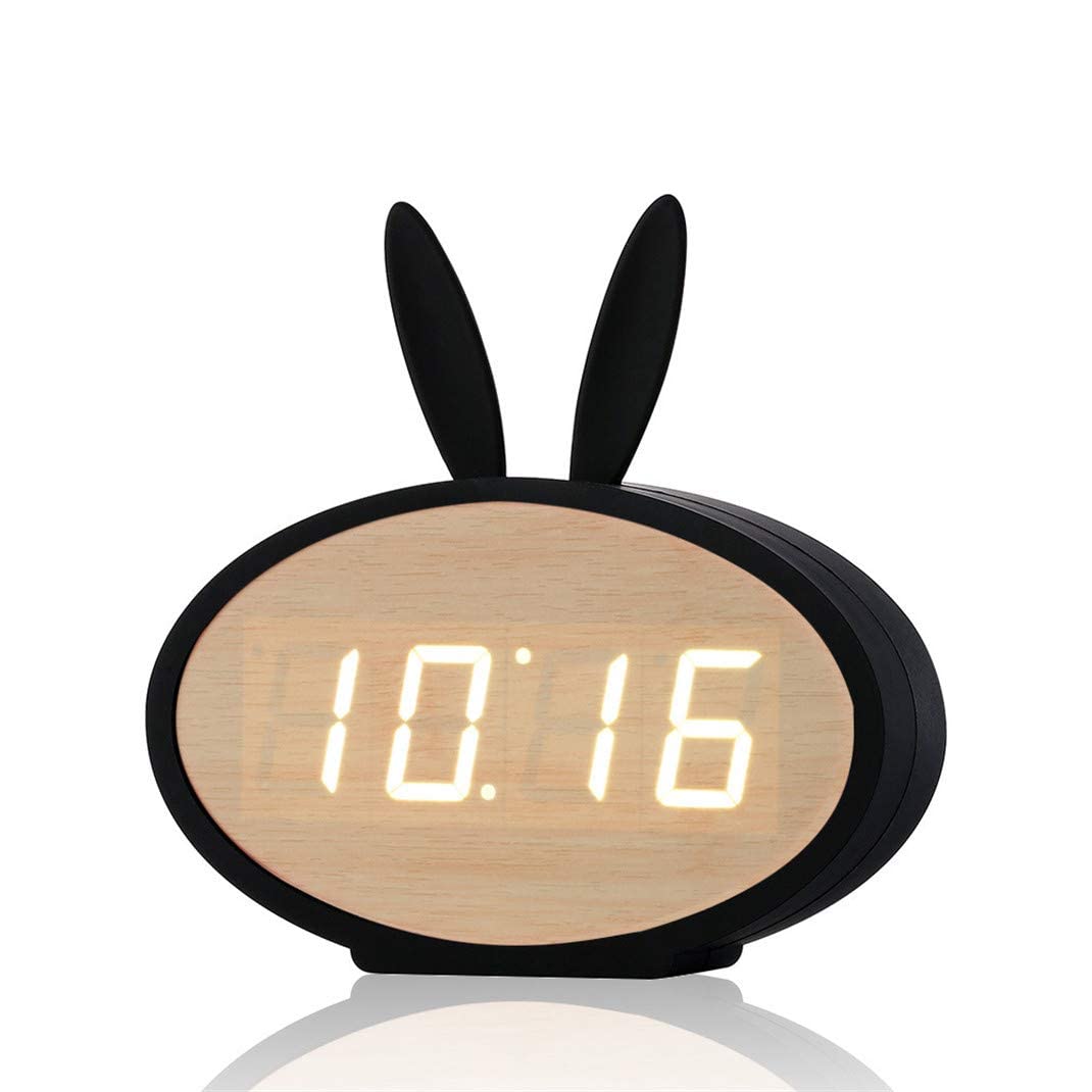 Smart LED Wooden Alarm Clock with Voice Control - Digital Display for Time, Date & Temperature - Snooze Function - Modern Home/Office/Bedroom Decor (Black/Red/Blue/Wood/White)