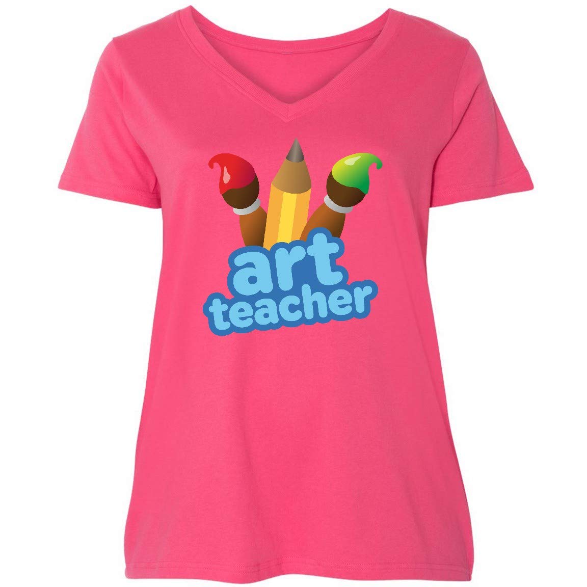 Inktastic Art Teacher Gifts - Cute Artist Women's Plus Size V-Neck T-Shirt - Perfect for Art Class, Creative Workshops & Teacher Appreciation Gifts