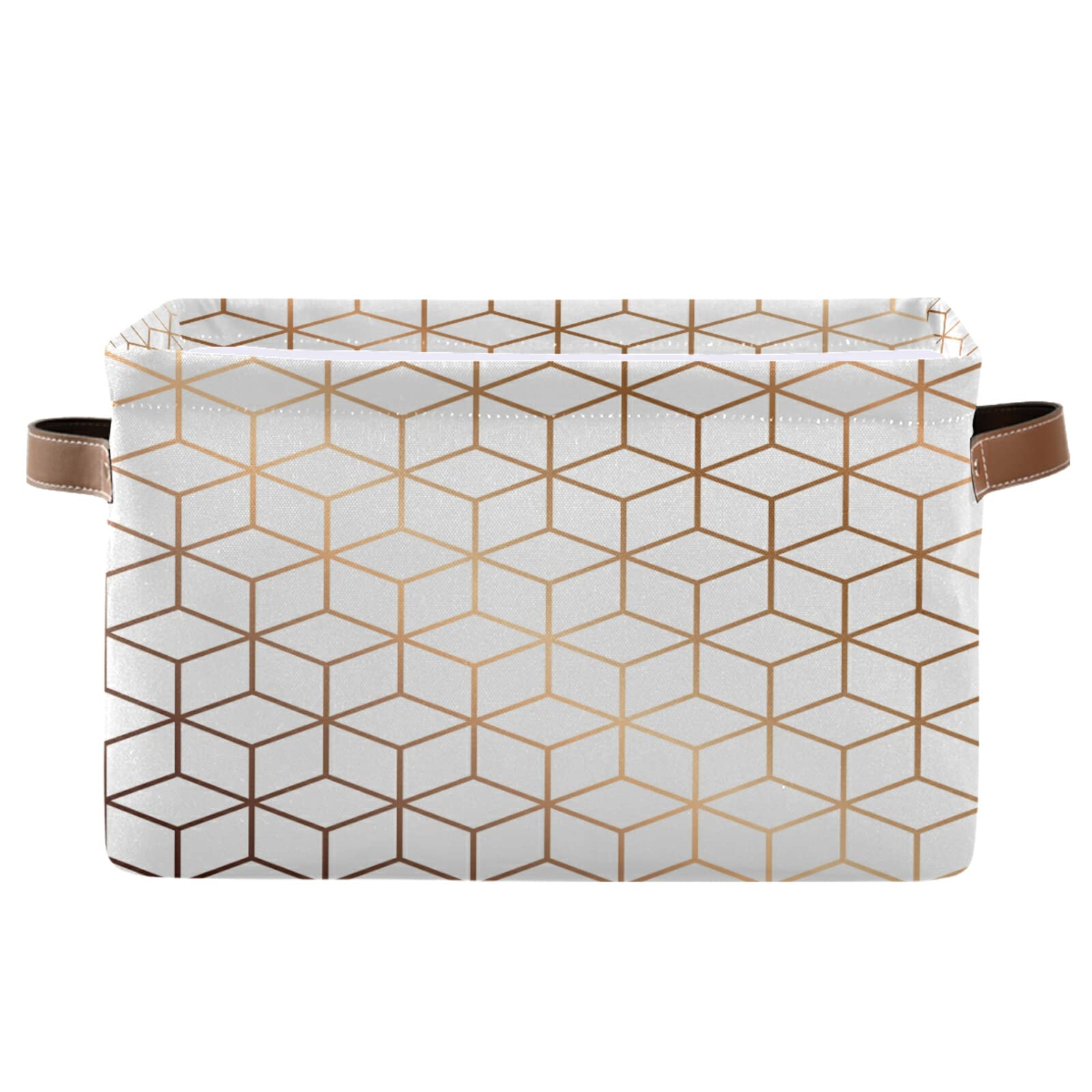 Xigua Gold Cube Foldable Storage Basket - Large Canvas Storage Bin with Handles for Clothes, Toys, Bedroom & Closet Organization - Perfect for Shelves, Underbed & Nursery Storage (1 Pack)