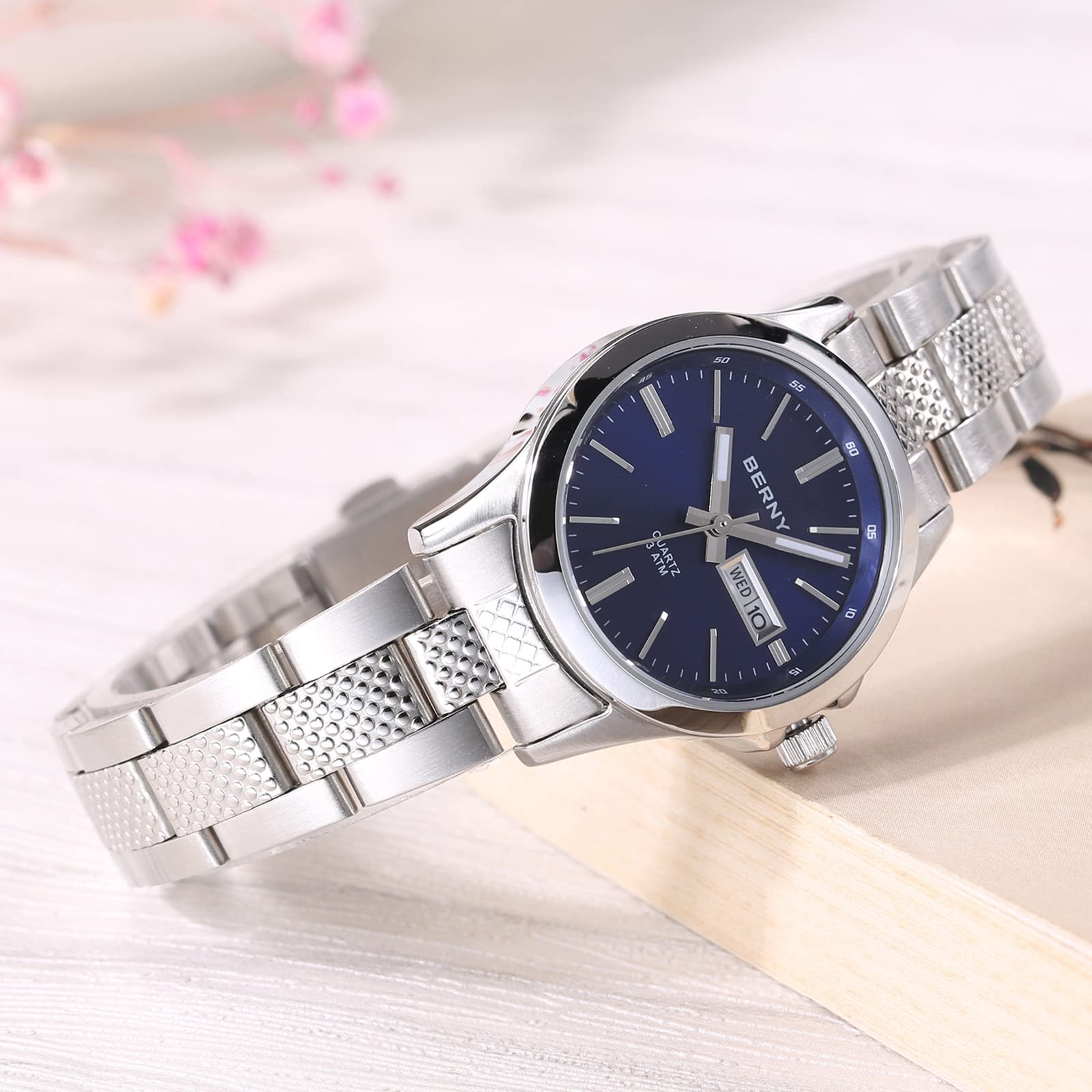 BERNY Women's Watches with Stainless Steel Band - Japanese Quartz Movement, 28mm Case - Elegant Dress Watch for Office, Party & Everyday Wear