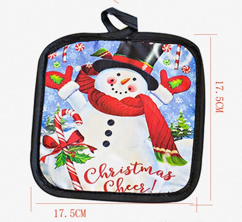 Christmas Snowman Oven Mitts and Potholders Set - 3-Piece Non-Slip BBQ Gloves for Cooking, Baking & Grilling - Festive Kitchen Accessories with Apron - Perfect Holiday Gift for Home Chefs (White) - Ideal for Christmas Baking, Holiday Cooking & Kitchen Decor