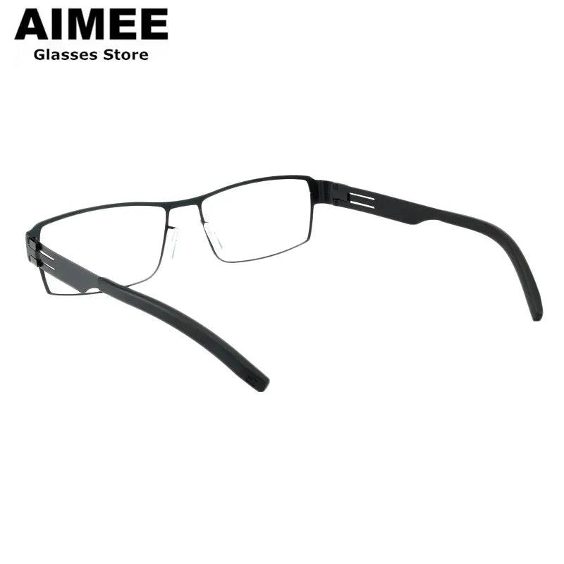 Aimee Unisex Full Rim Square Screwless Steel Eyeglasses Frame 1180 - Lightweight Durable Glasses for Men & Women - Perfect for Reading, Work, and Everyday Use