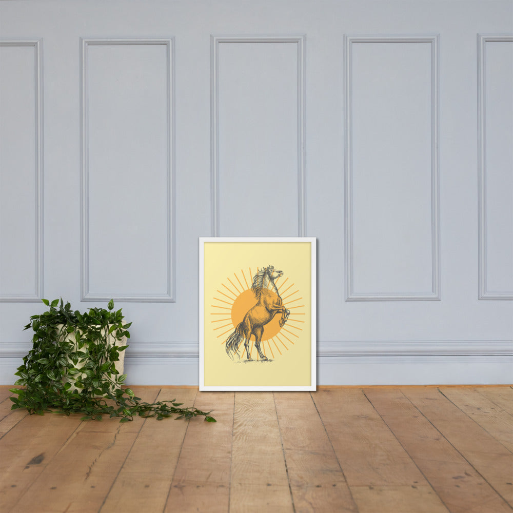 Sunburst Horse Framed Art Poster - Elegant Wall Decor & Home Art for Living Room, Bedroom, or Office