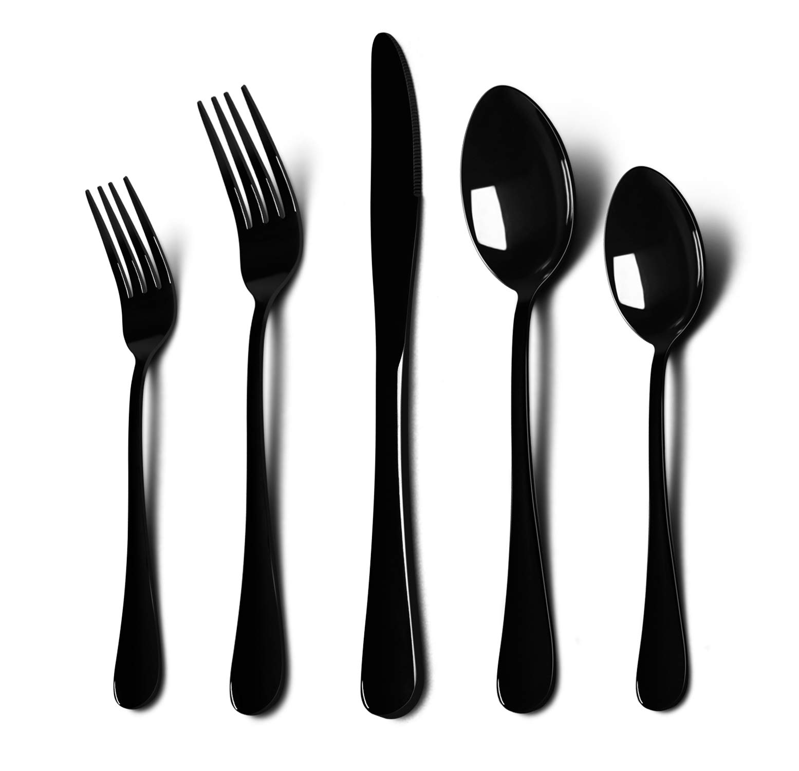HaWare 49-Piece Stainless Steel Flatware Set with 8 Steak Knives & Drawer Organizer - Mirror Polished Black Silverware for 8 Place Settings - Dishwasher Safe Modern Cutlery Set - Perfect for Dinner Parties, Restaurants & Everyday Dining