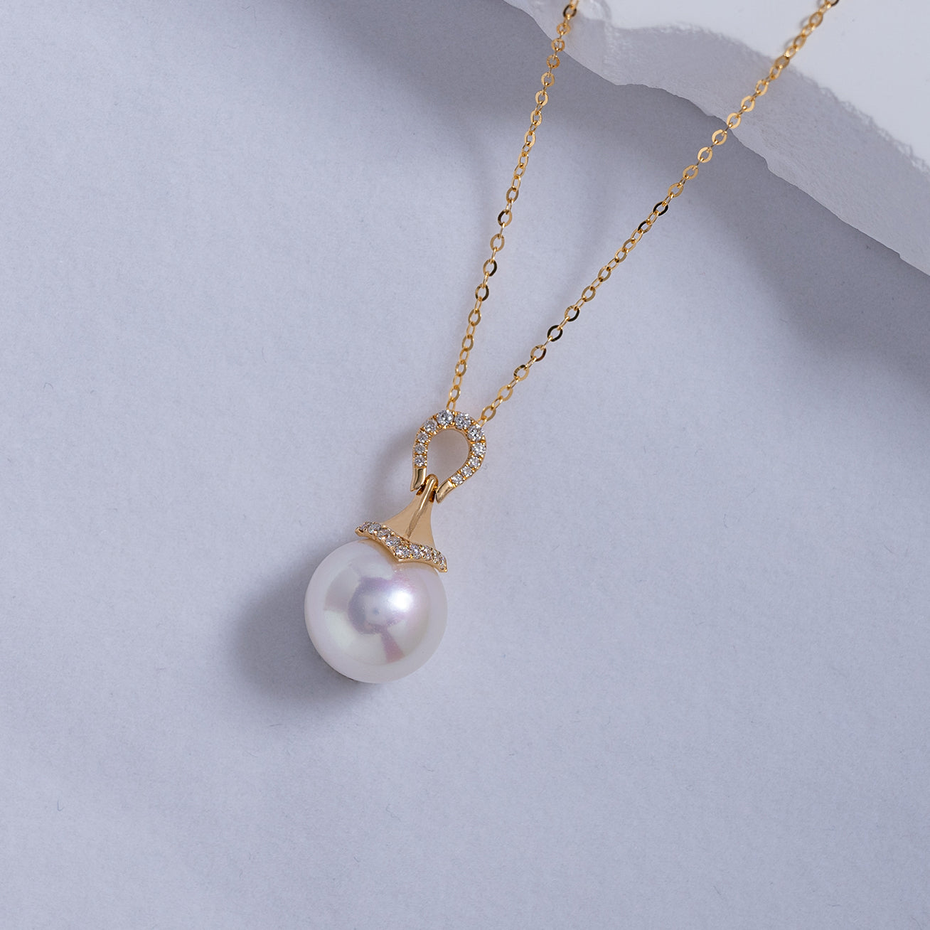 18K Solid Gold Diamond Edison Pearl Necklace KN00138 | Luxury Bridal Jewelry for Weddings, Anniversaries & Special Occasions