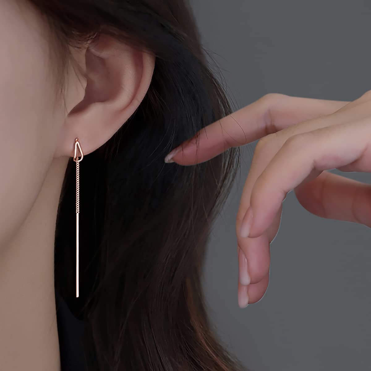 925 Sterling Silver Chain Threader Dangle Earrings for Women & Teens – Long Tassel Line Earrings for Parties, Weddings & Everyday Wear