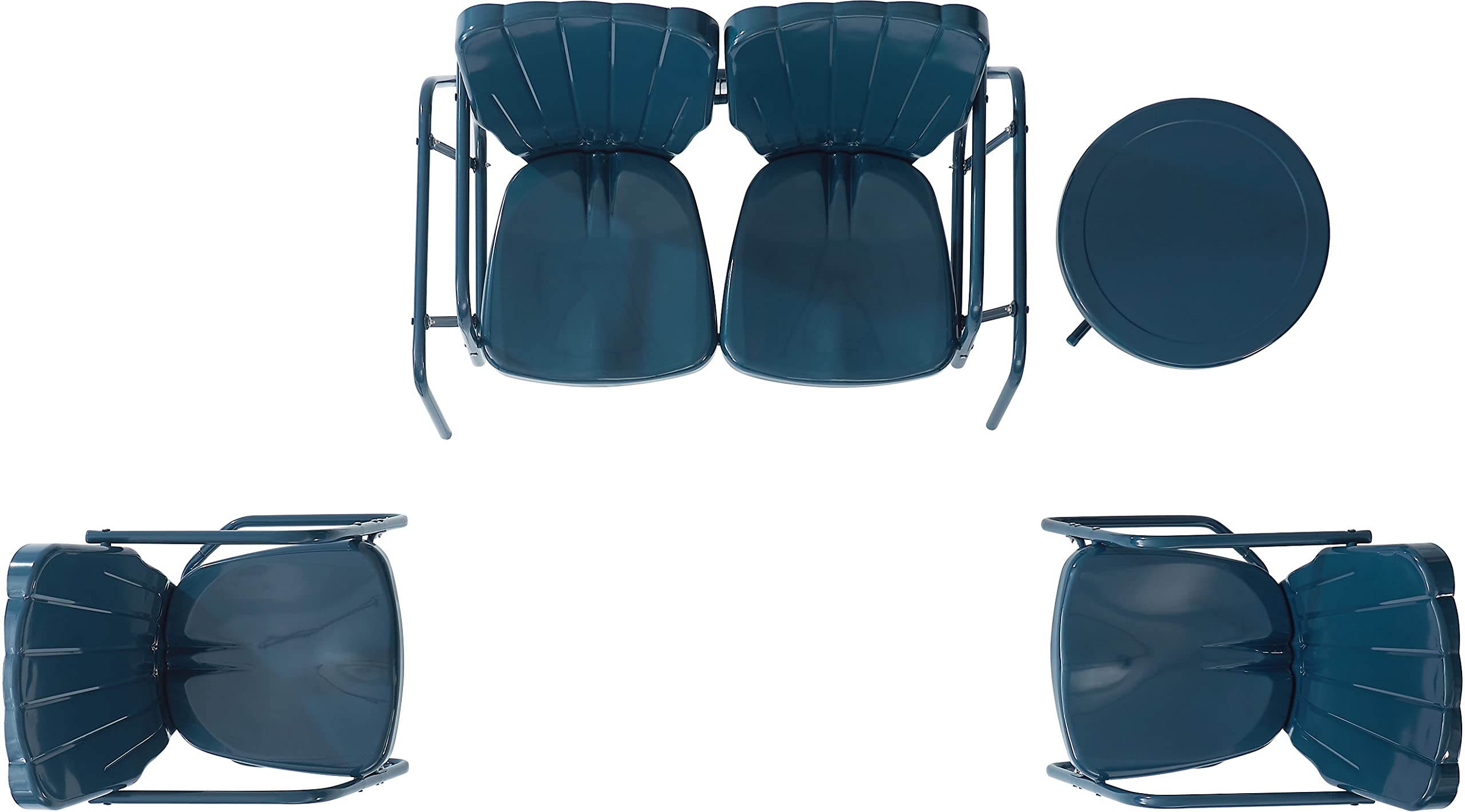 Crosley Furniture Ridgeland 4-Piece Retro Metal Outdoor Loveseat Glider Patio Set - Navy Gloss Finish - Perfect for Porch, Deck, Garden & Backyard Relaxation