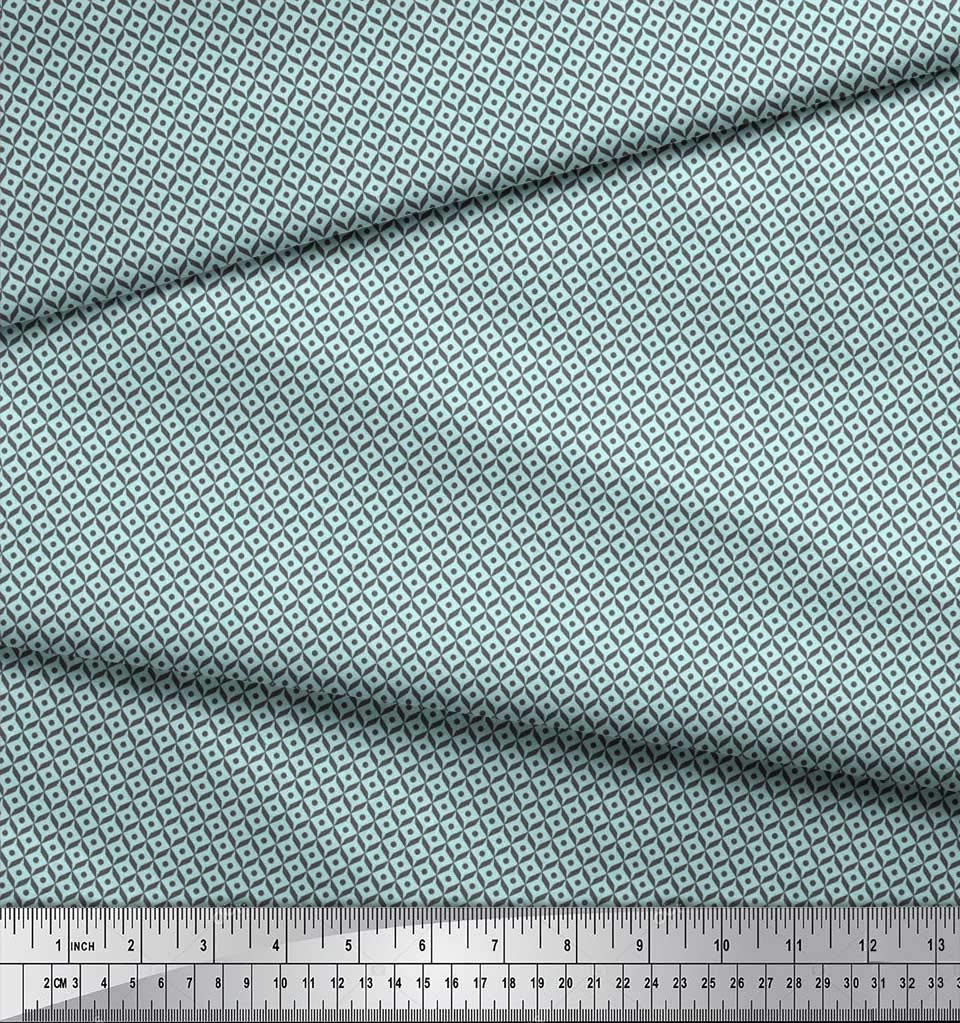 Soimoi Moss Georgette Brown Fabric by The Yard - 42 Inch Wide Printed Fabric with Dot & Diamond Geometric Patterns - Contemporary Style Shirting Material for Dresses, Blouses, and DIY Fashion Projects