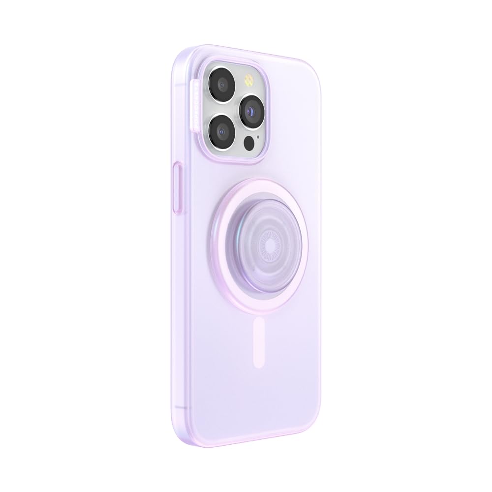 PopSockets iPhone 15 Pro Max Case with Round Phone Grip - MagSafe Compatible, Wireless Charging, Opalescent Clear Protective Cover for Everyday Use & Travel