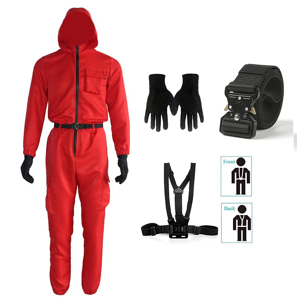 Red Jumpsuit Costume for Men - Adult Cosplay Outfit for Halloween, Comic Con & Themed Parties | Perfect for Joker Cosplay, Superhero Costumes & 80s Retro Looks
