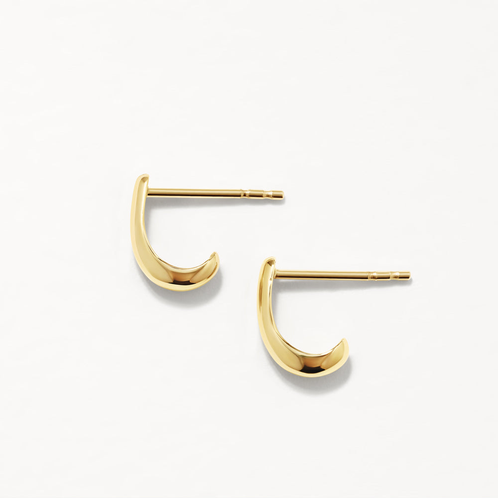 10k Gold Slim Dome Huggie Stud Earrings for Women - Minimalist Everyday Hoop Earrings for Work, Date Night & Gifting