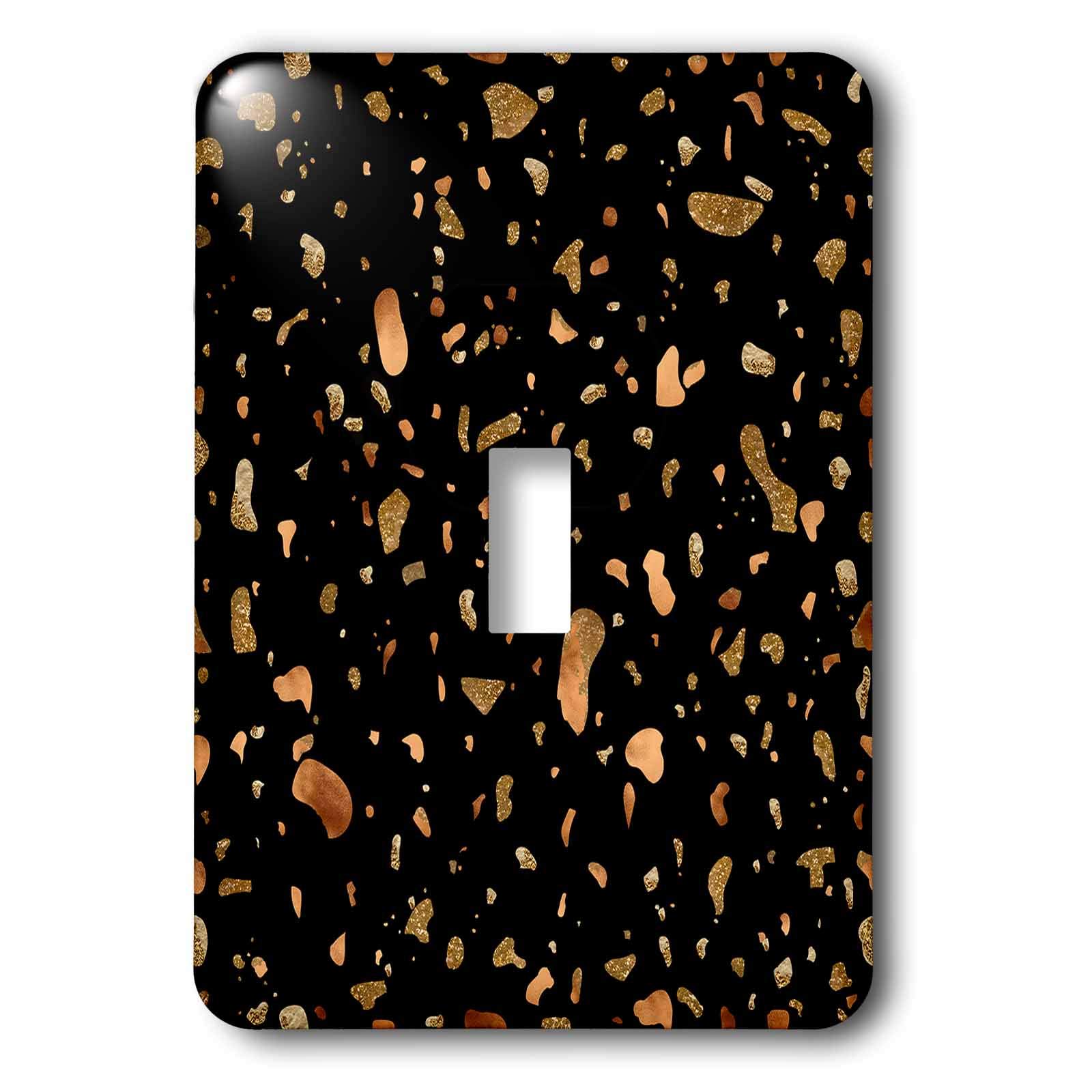 3D Rose Hygge Abstract Modern Terrazzo Light Switch Cover in Pink and Copper - Stylish Home Decor for Bedroom, Bathroom & Living Room