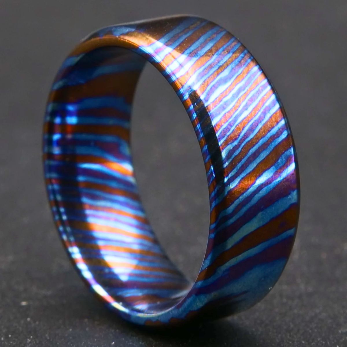 Handcrafted Titan Timascus Titanium Damascus Ring - Unique Metal Pattern, Bold Design for Men & Women - Perfect for Weddings, Engagements & Fashion Accessories