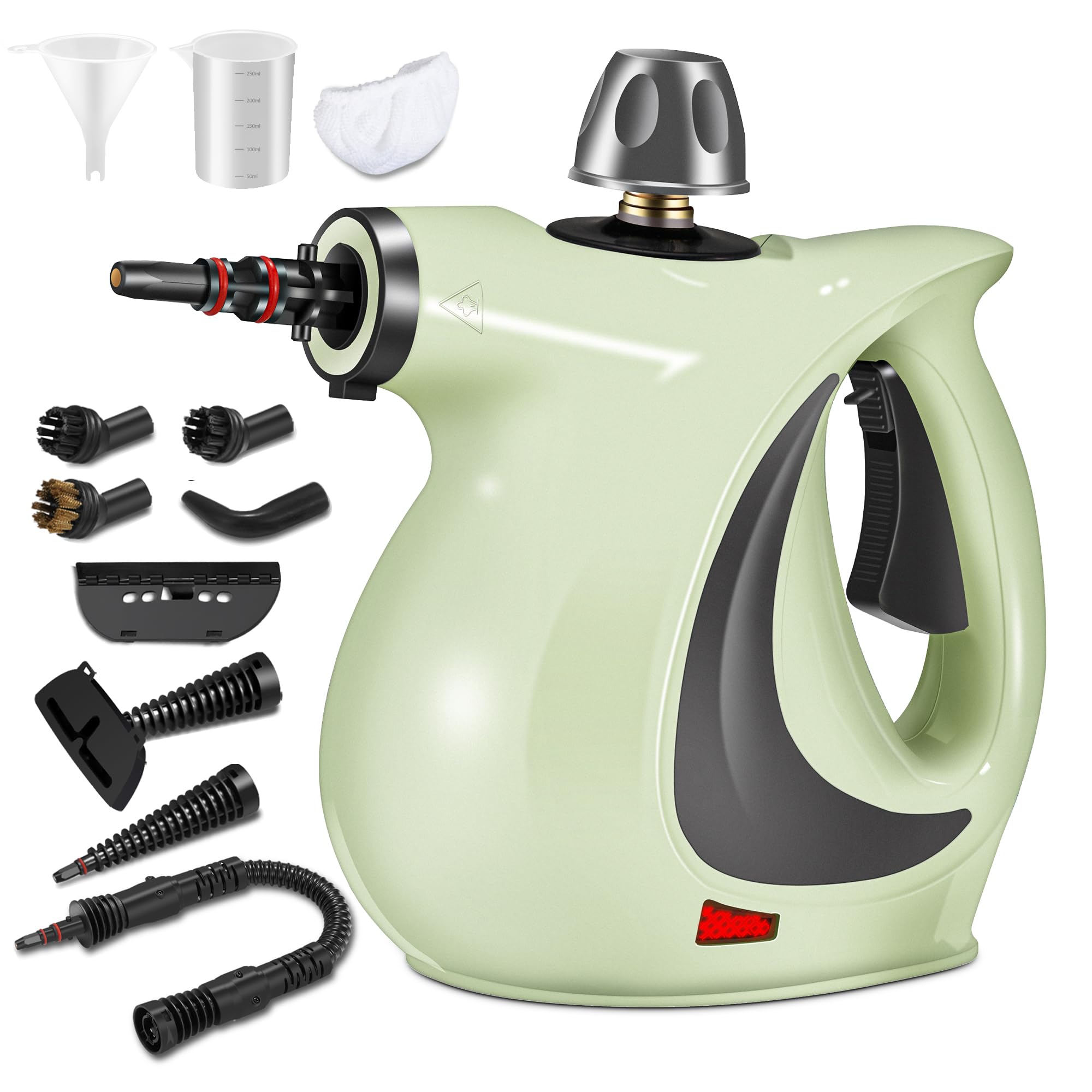 **Spurgehom Handheld Steam Cleaner – Portable Steamer with Large Water Tank, 11-Piece Accessory Kit for Floors, Cars, Carpets, Upholstery, Couches, Tiles & Windows – Green | Perfect for Home, Auto & Office Deep Cleaning**