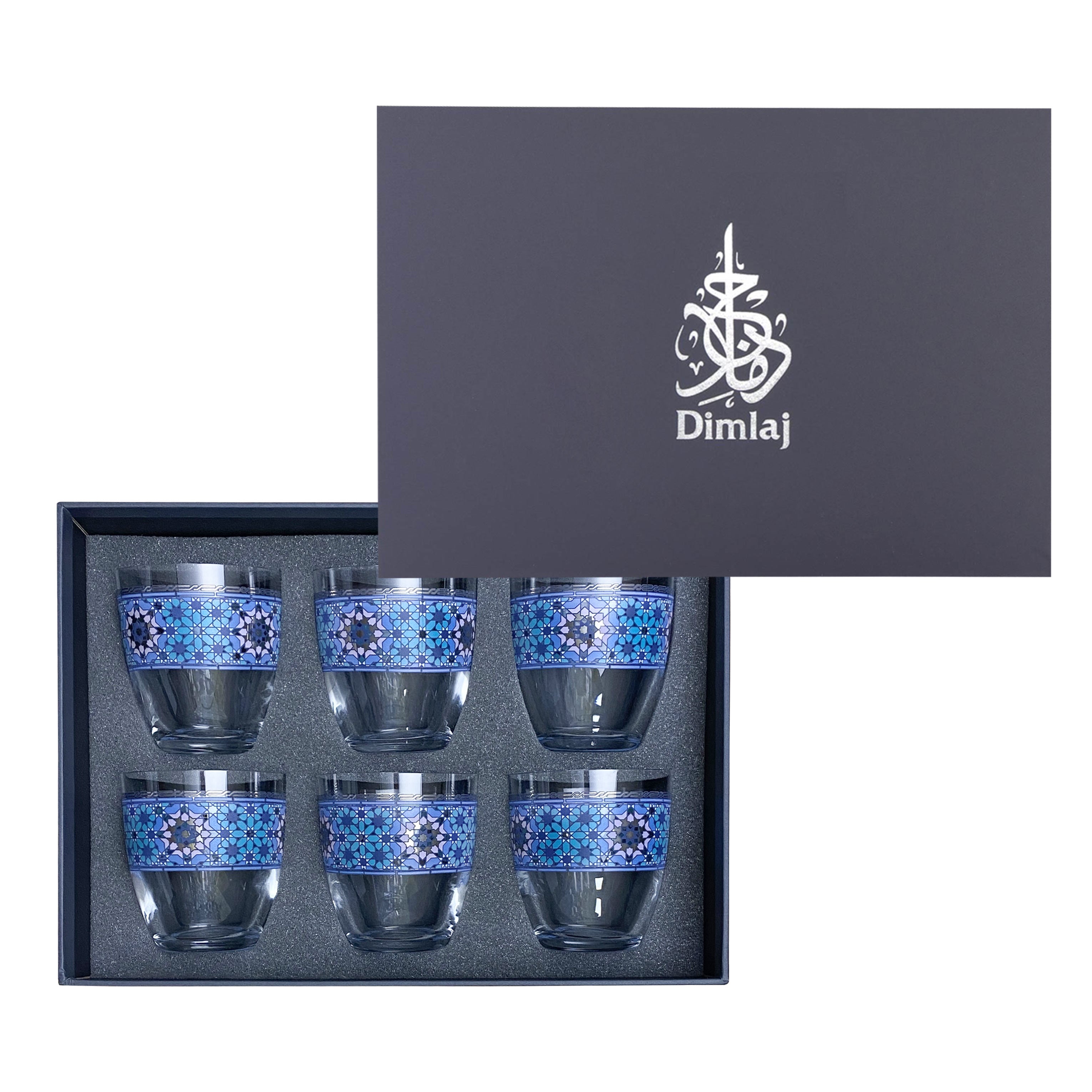 Dimlaj Melange Set of 6 Pcs Crystal Tumblers (Platinum) - Elegant Drinking Glasses for Cocktails, Whiskey & Home Bar Decor