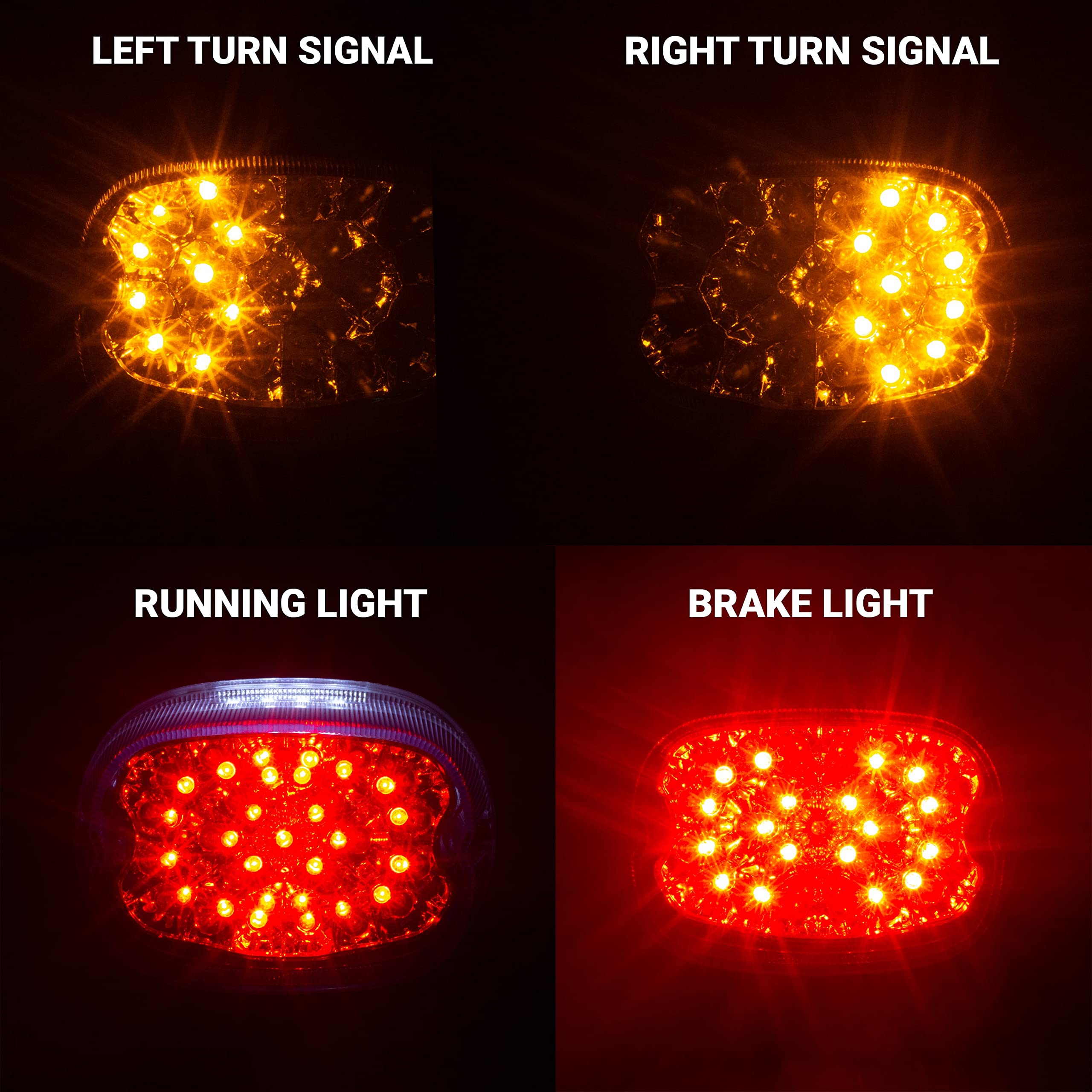 Eagle Lights 8900TL2-S Squareback LED Tail Light Kit with Integrated Turn Signals for Harley Davidson Motorcycles - Smoked Lens | Enhanced Visibility & Safety for Night Riding & Custom Bike Builds