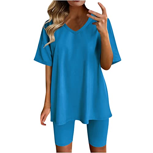 01#sky Blue Shorts Sets Women 2 Piece Outfits