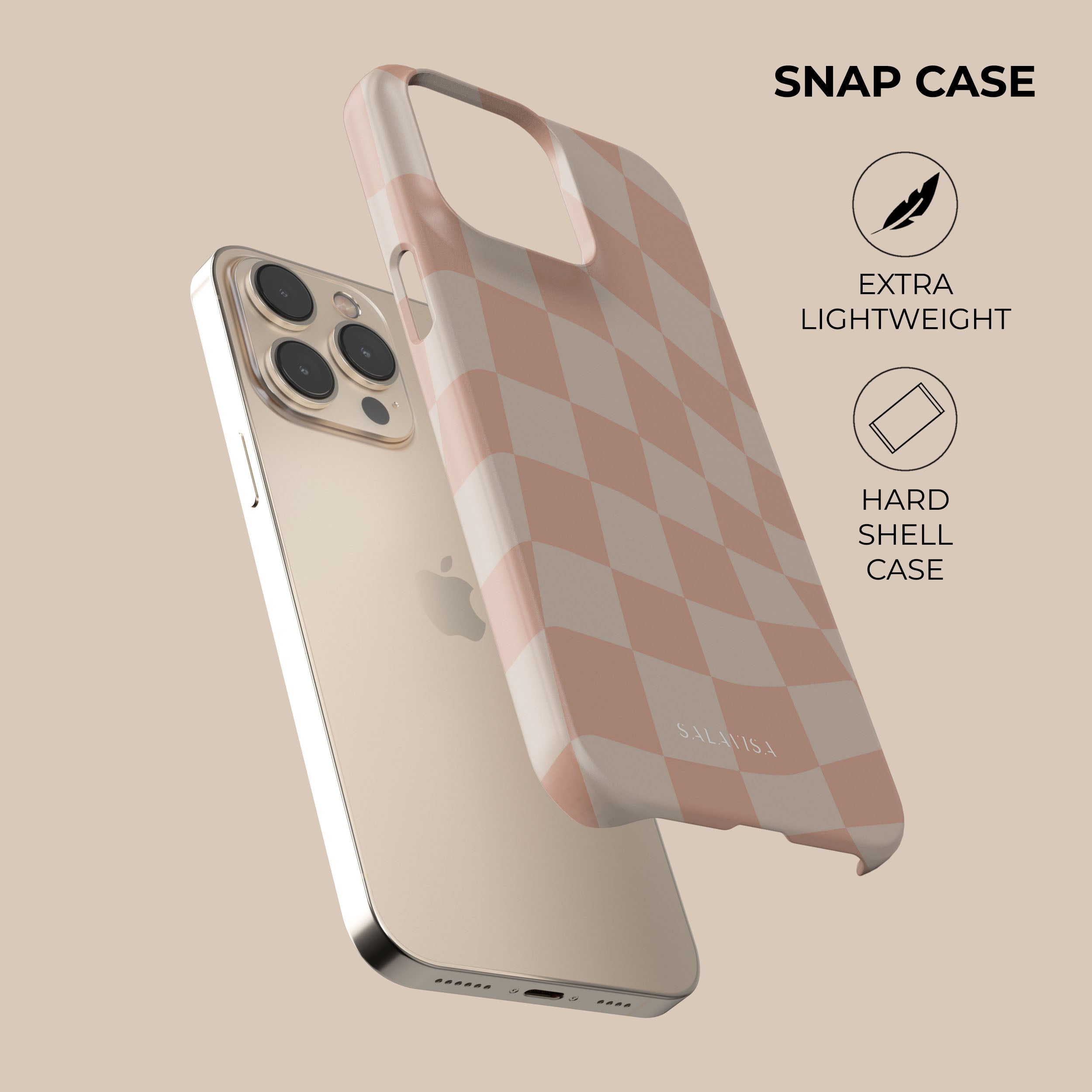 Neutral Wave Checkered Phone Case - Trendy Protective Cover for iPhone & Samsung - Perfect for Everyday Use, Travel & Fashion Accessories