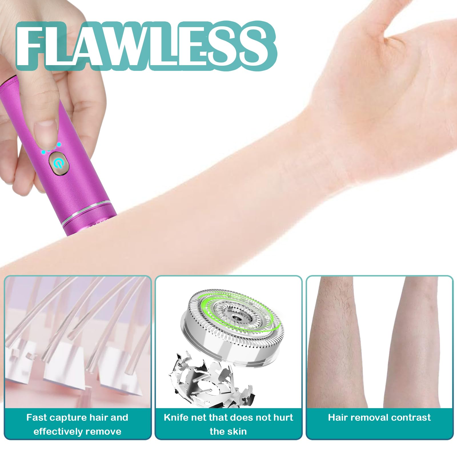 Electric Shaver Replacement Head - Purple Replacement Blades for Men's & Women's Electric Razors - Perfect for Travel, Home & Gym Use