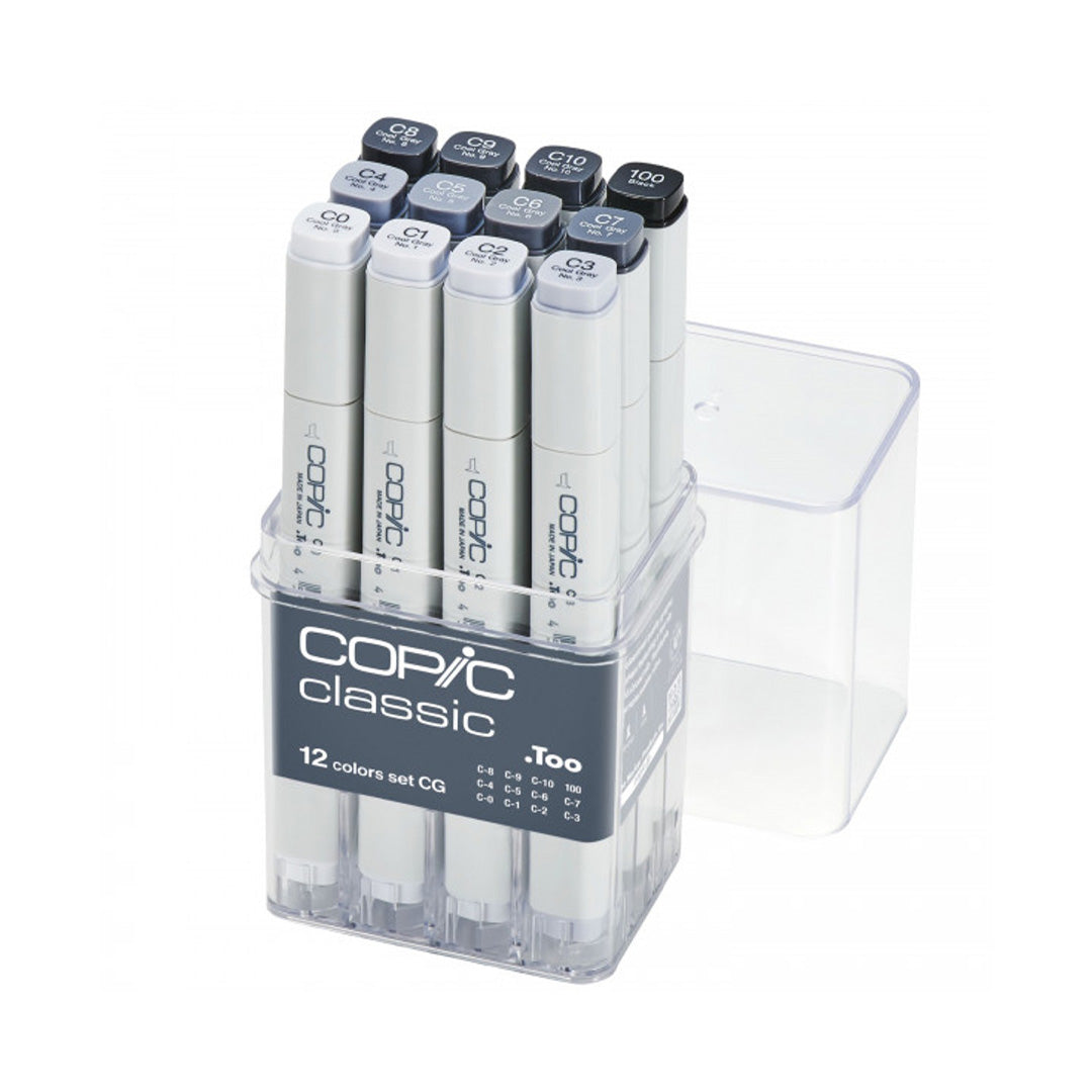 Copic Classic Marker Set of 12 Cool Grey - Professional Alcohol-Based Art Markers for Sketching, Illustration & Manga Drawing - Perfect for Artists, Designers & Crafters