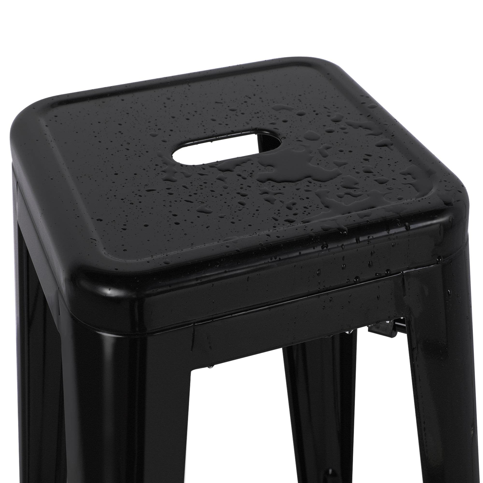 Topeakmart 30 Inch Metal Bar Stools Set of 4 - Heavy Duty Black Stackable Counter Height Stools for Indoor & Outdoor Use - Perfect for Kitchen Island, Bar Counter, Patio, and Restaurant Seating
