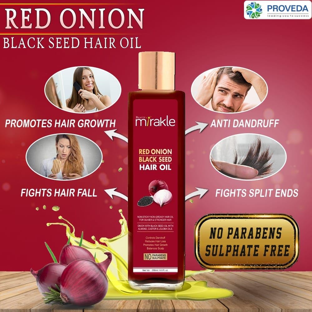 Riyasthya Pure Onion Seed Oil 200ml - Natural Hair Growth Treatment for Thicker, Longer Hair | Scalp Care & Hair Regrowth Solution for Men & Women - Perfect for Daily Hair Care Routine & Massage Therapy