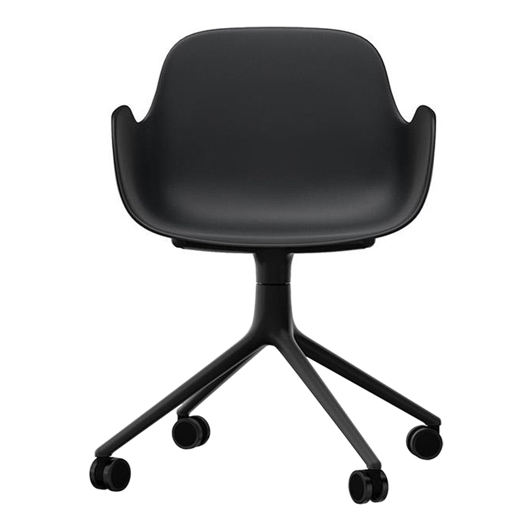 Modern Form Armchair with 4-Wheel Swivel Base - Ergonomic Office Chair for Home & Workspace - Perfect for Desks, Living Rooms, and Study Areas