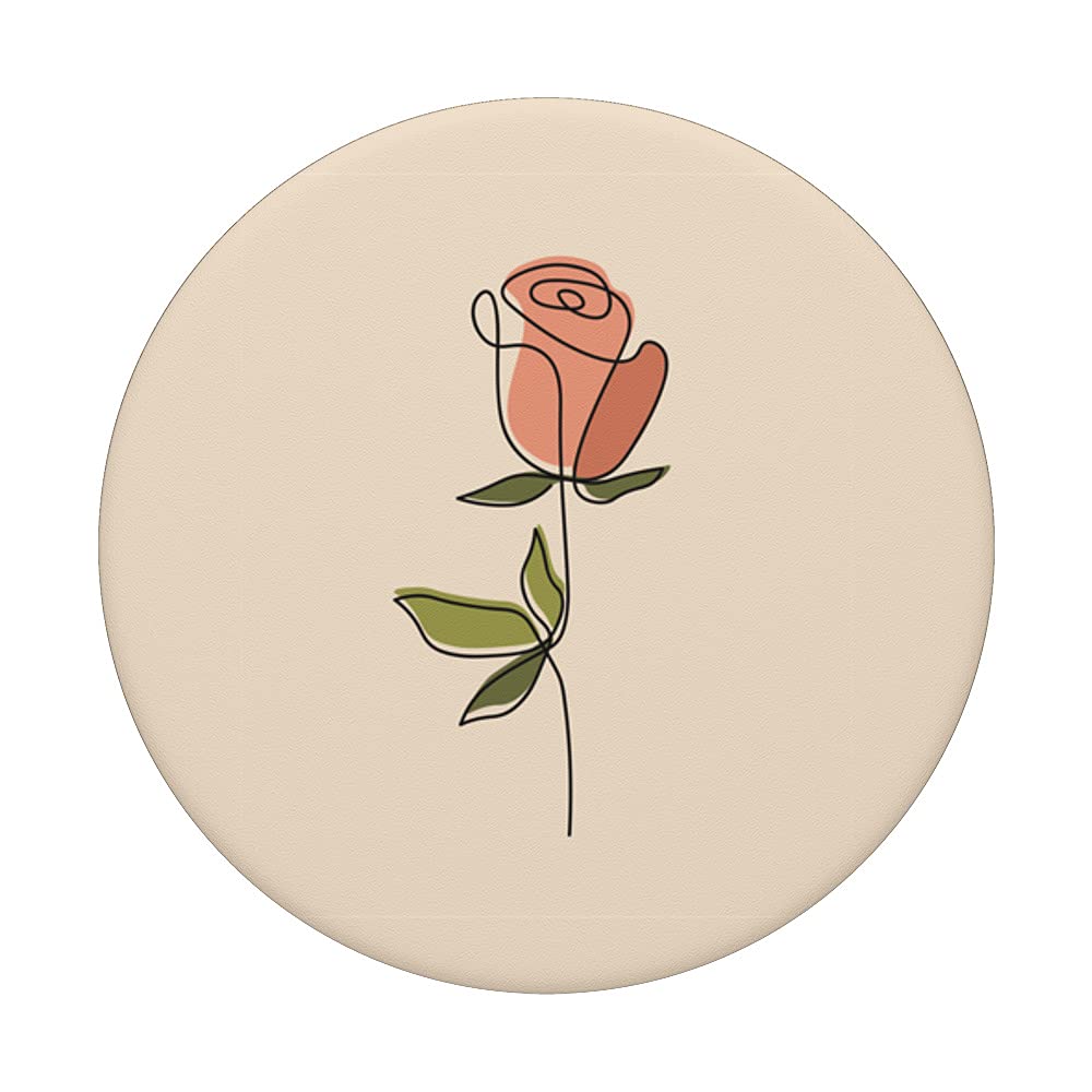 Rose Flower Botanical Boho Aesthetic Minimalist Beige PopSockets Swappable PopGrip for Phone & Tablet - Perfect for Boho Decor, Gift Giving & Everyday Use