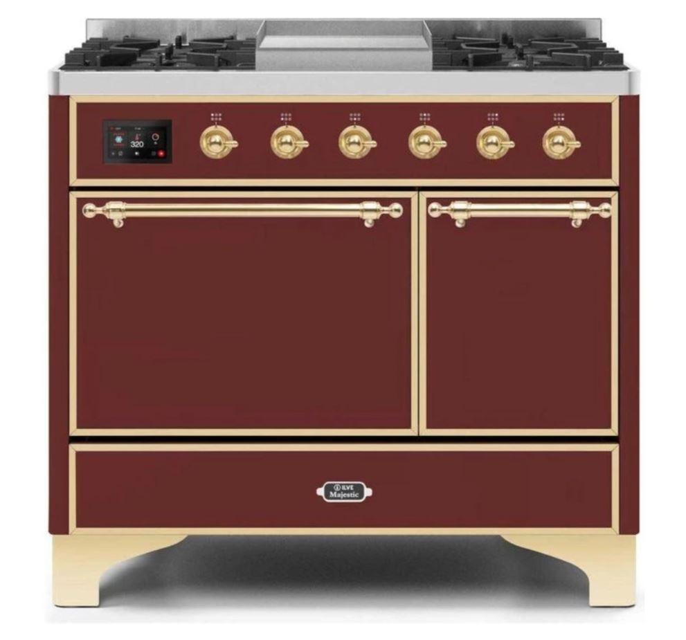 ILVE 40 Inch Majestic II Series Professional Natural Gas & Propane Dual Fuel Range with 6 Sealed Burners & Electric Oven - UMD10FDQNS3 - Perfect for Home Chefs & Commercial Kitchens