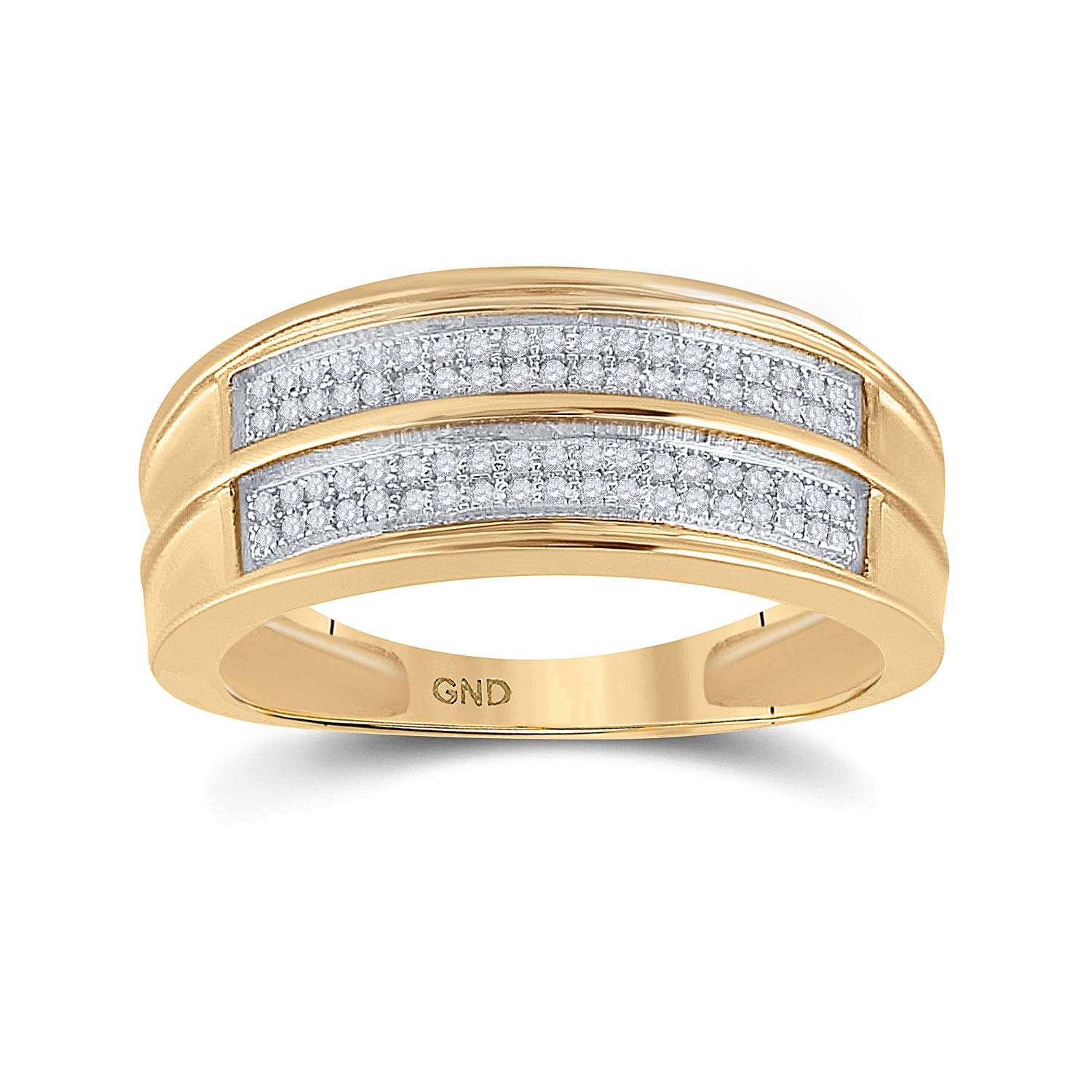 1/5CT .925 Sterling Silver Yellow Pave Diamond Men's Engagement Wedding Ring Band - Perfect for Proposals, Anniversaries & Special Occasions