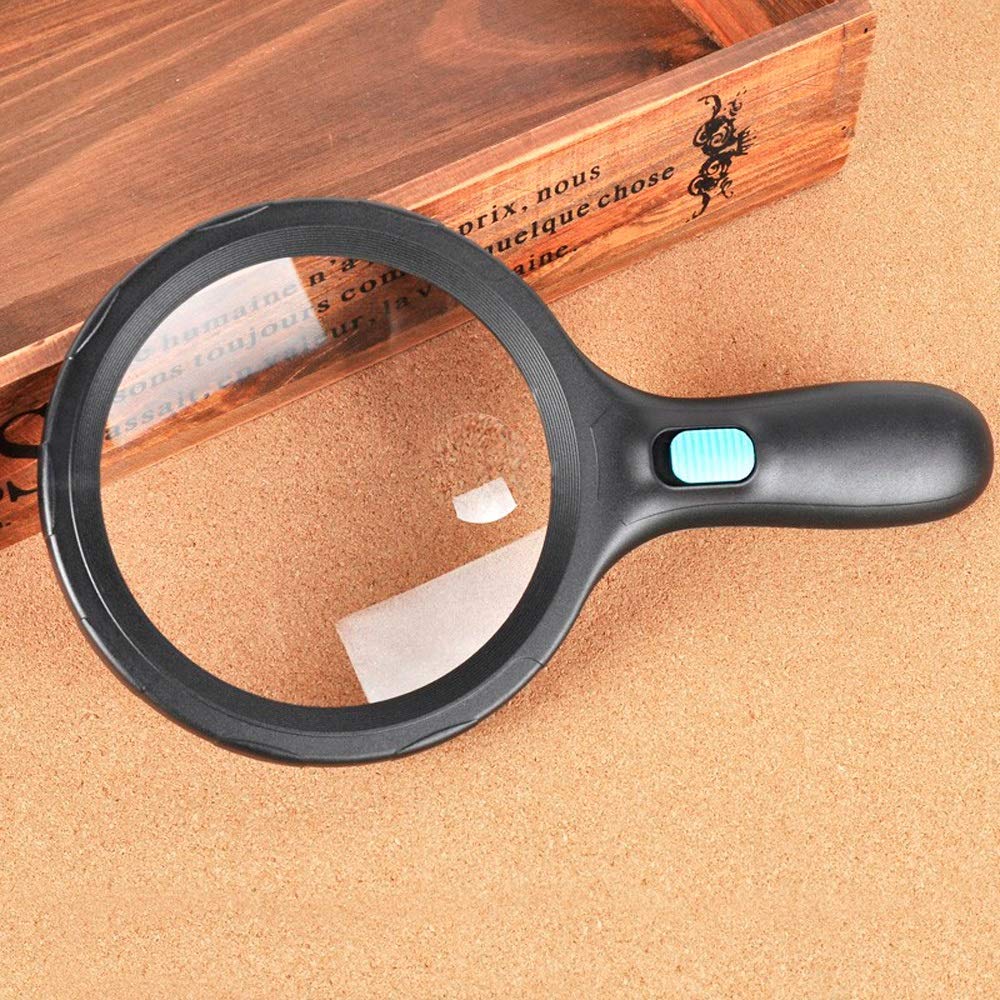 LZLYER 5.5 Inch Magnifying Glass with 10 LED Lights - 2X & 5X Zoom Lens for Reading, Inspection, Jewelry, Coins, Crafts - Handheld HD Magnifier with Bright Light (Ideal for Seniors, Hobbyists & Professionals)