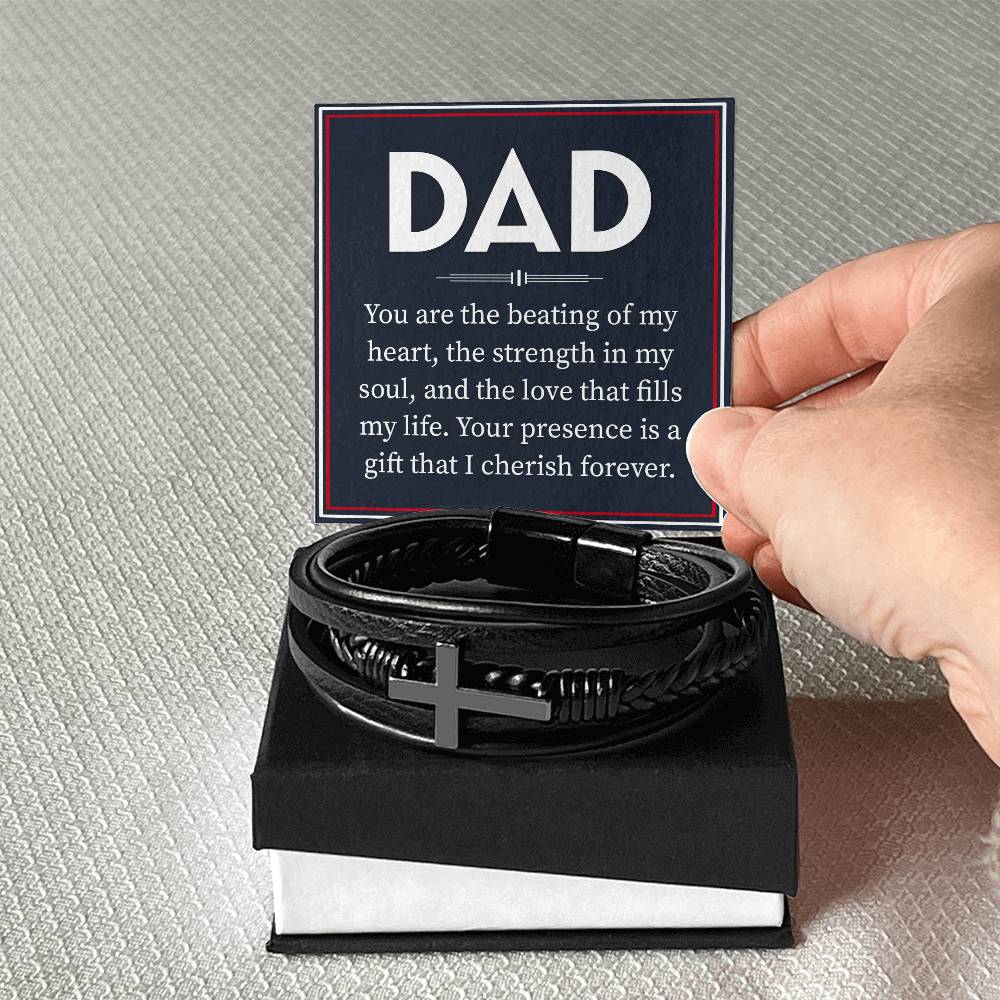 Stylish Leather Cross Bracelet for Dad - Perfect Father's Day, Birthday & Christmas Gifts - Ideal for Daily Wear & Special Occasions