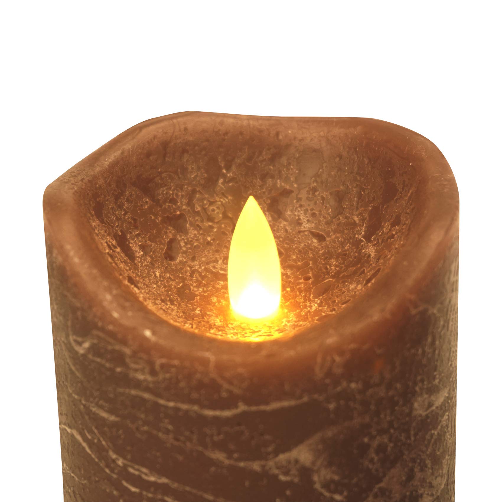 Real Wax Flameless LED Candles with Timer - Set of 3 Battery Operated Pillar Candles, Realistic Flickering & Rustic Brown Texture, 6H On/18H Off Auto Cycle - Perfect for Home Decor, Weddings, Romantic Dinners & Holiday Centerpieces