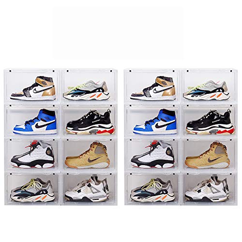 K.T.Z Clear Stackable Shoe Storage Box - 16 Pack Transparent Shoe Organizer for Sneakers & Shoes | Durable Display Case for Men & Women | Perfect for Closet, Bedroom & Shoe Collection Organization