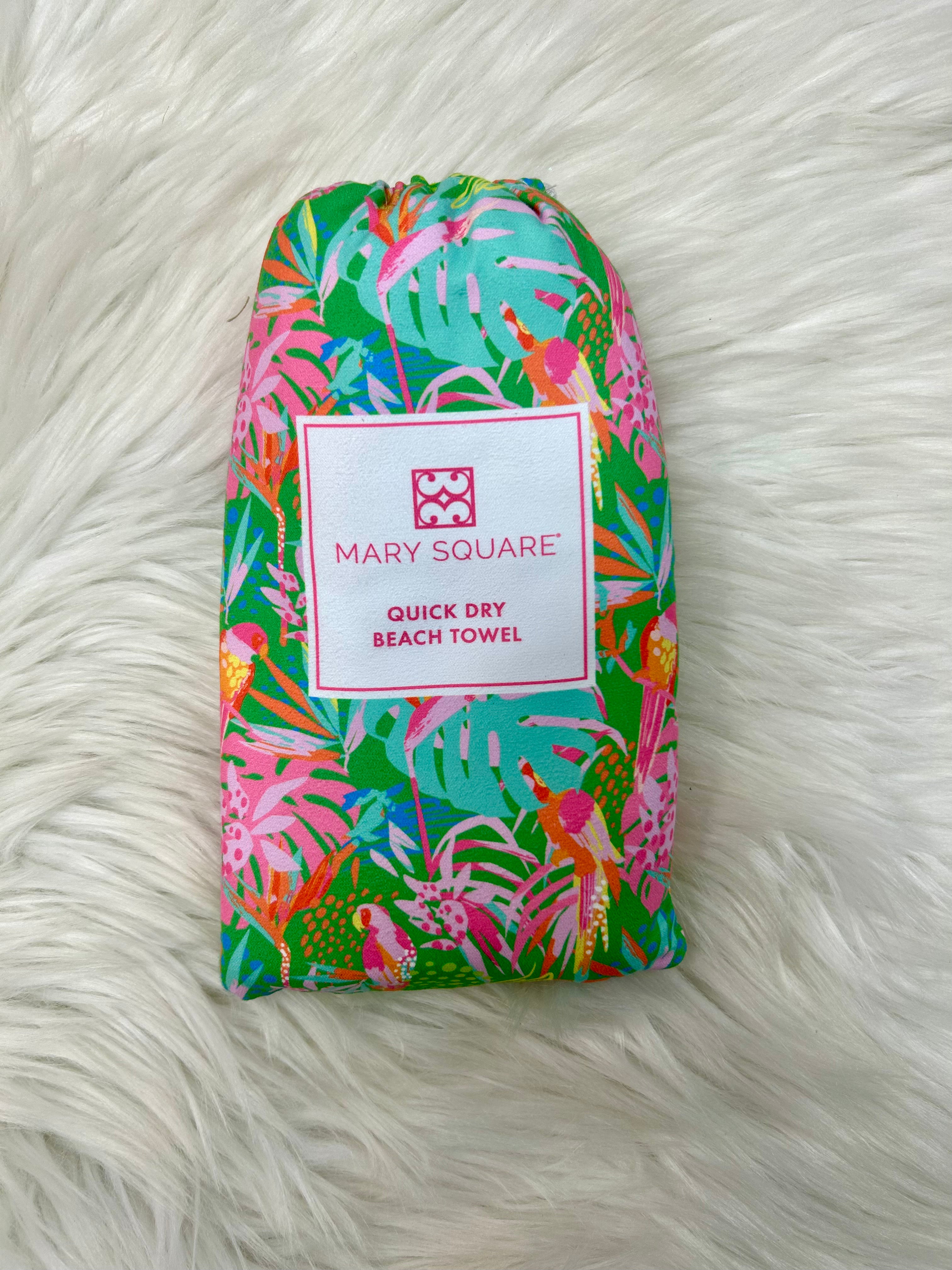 Mary Square Quick Dry Beach Towel - Super Absorbent & Lightweight Sand-Free Towel for Pool, Yoga, Gym & Outdoor Activities