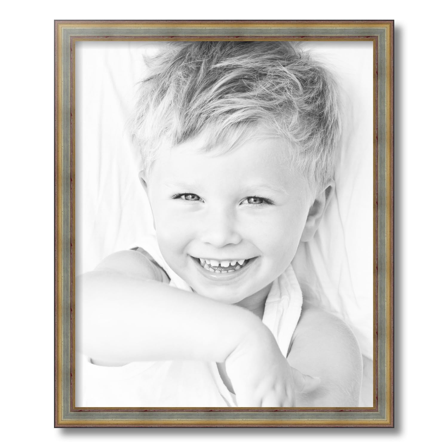 ArtToFrames 18x22 Inch Silver Wood Picture Frame with Gold Accents - Premium Wall Photo Frame for Home Decor, Office, Gallery Display (WOMD1087-18x22) - Perfect for Wedding Photos, Family Portraits and Artwork