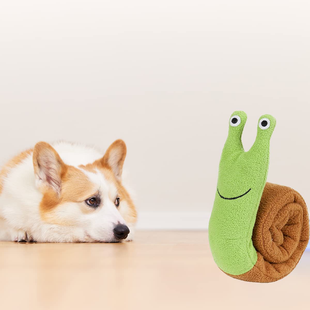 Interactive Dog Puzzle Toy Snuffle Snail - Plush Squeaky Foraging Game for Puppy Training, Stress Relief & Mental Stimulation | Perfect for Indoor Play, Boredom Busters & Enrichment Activities (Green)