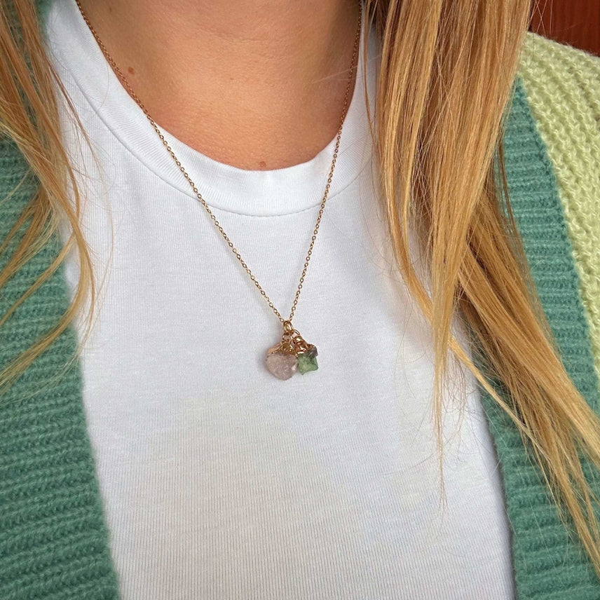Natural Raw Crystal Necklace Set - Healing Stones Jewelry Gift for Women, Men - Perfect for Meditation, Yoga & Spiritual Healing